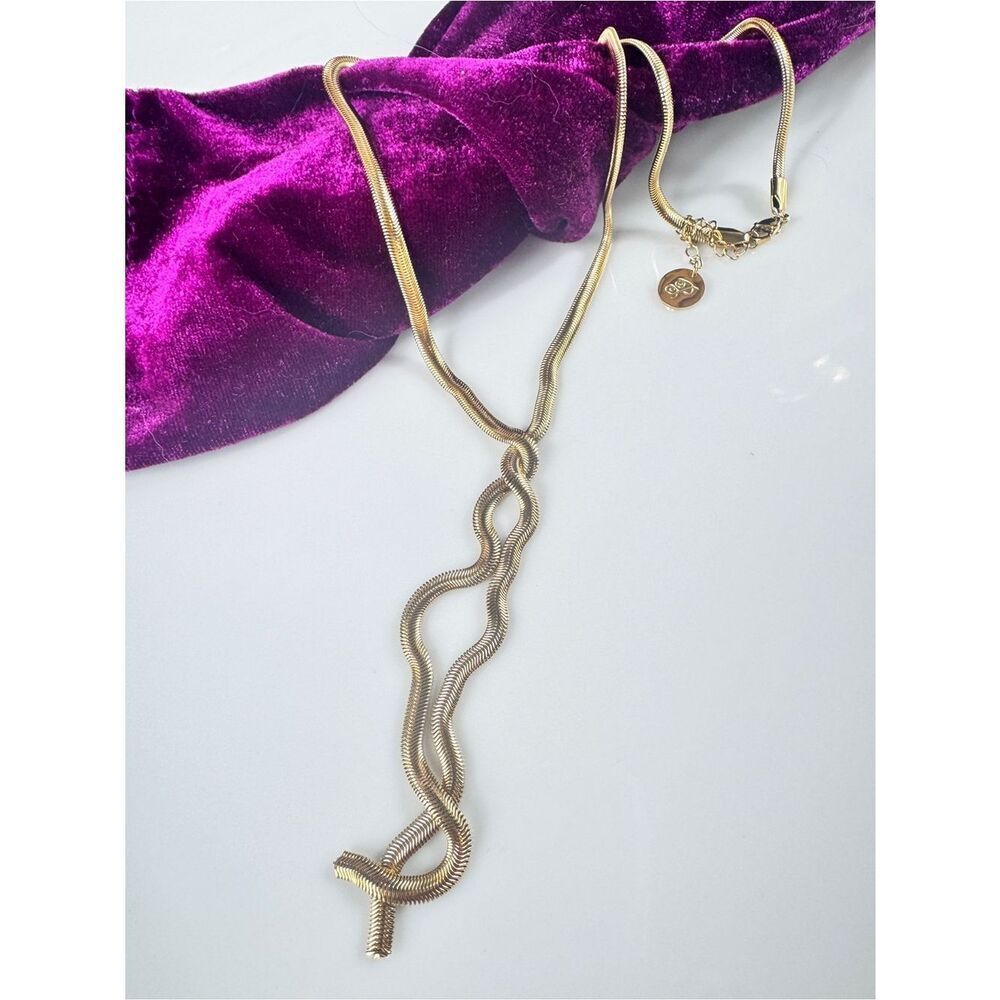 Gold Snake Chain Y-Style Pendant Necklace